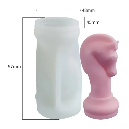 molde silicona para resina epoxi modelo pieza ajedrez caballo medida 48x45x97mms 0