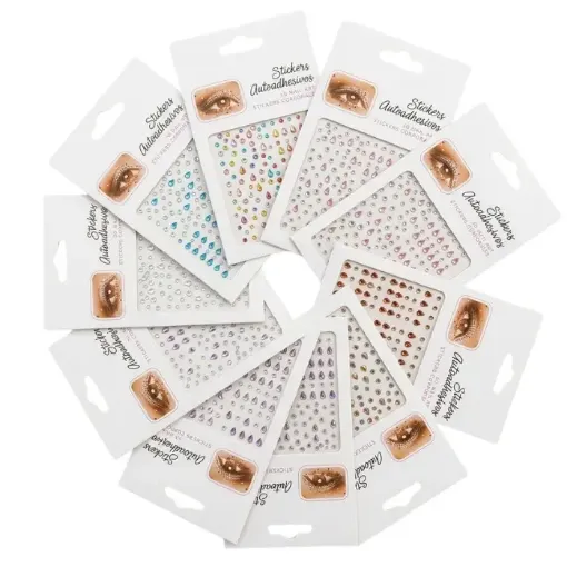 sticker apliques facetados autoadhesivos 3d nail art varias formas colores 0