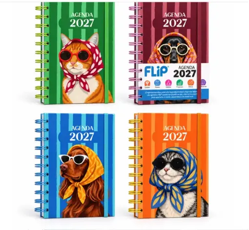 agenda 2027 flip a5 medida 21x15cms semana la vista modelo smile varias tapas 0