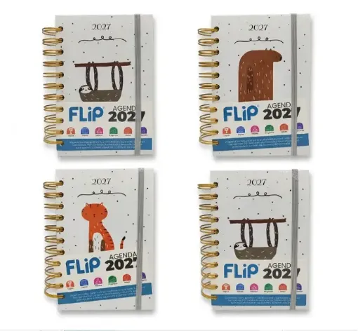 agenda 2027 flip a6 medida 15x10 5cms 178 paginas modelo animal friends varias tapas 0