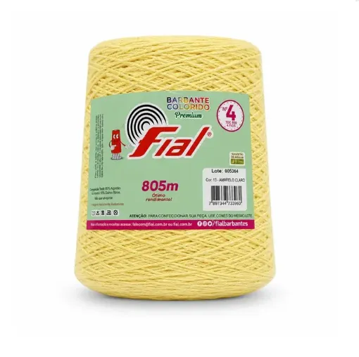 hilo algodon 85 barbante colorido premium fial no 4 tex600 ovillo 570grs 800mts amarillo claro 0