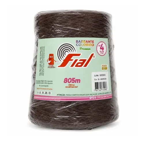 hilo algodon 85 barbante colorido premium fial no 4 tex600 ovillo 570grs 800mts color marron 0