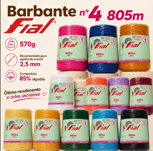 hilo algodon 85 barbante colorido premium fial no 4 tex600 ovillo 570grs 800mts colores varios 0