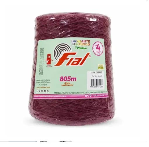 hilo algodon 85 barbante colorido premium fial no 4 tex600 ovillo 570grs 800mts vino 84 0
