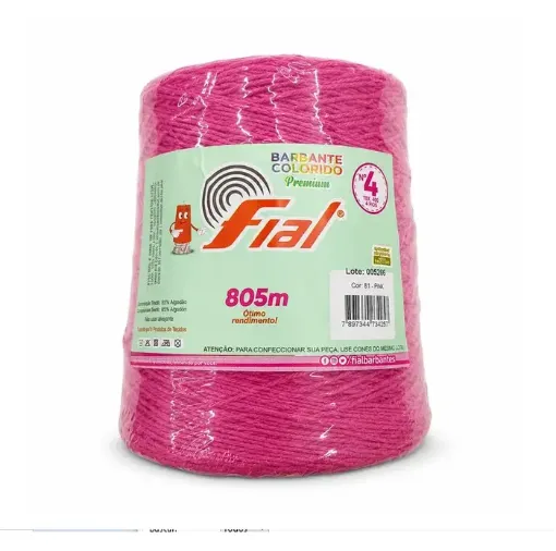 hilo algodon 85 barbante colorido premium fial no 4 tex600 ovillo 570grs 800mts rosado pink 81 0