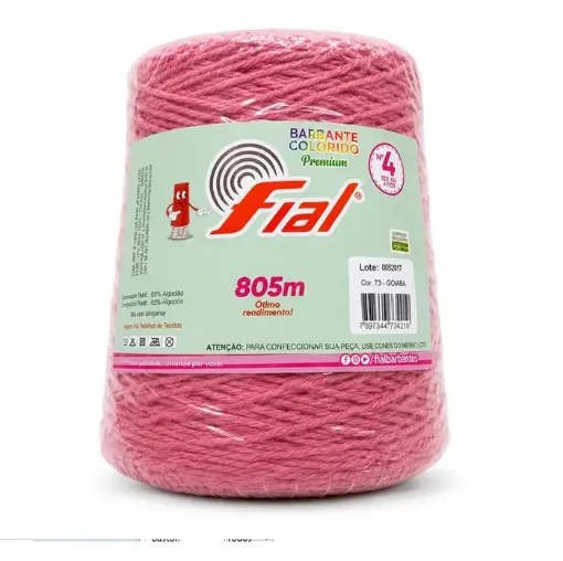 hilo algodon 85 barbante colorido premium fial no 4 tex600 ovillo 570grs 800mts guayaba 73 0