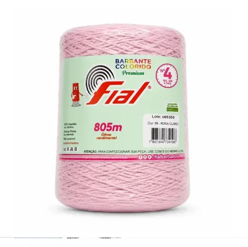 hilo algodon 85 barbante colorido premium fial no 4 tex600 ovillo 570grs 800mts rosado claro 69 0