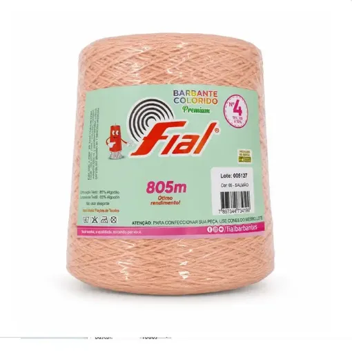 hilo algodon 85 barbante colorido premium fial no 4 tex600 ovillo 570grs 800mts salmon 65 0