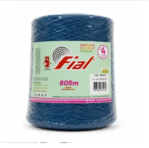 hilo algodon 85 barbante colorido premium fial no 4 tex600 ovillo 570grs 800mts azul aceite 60 0