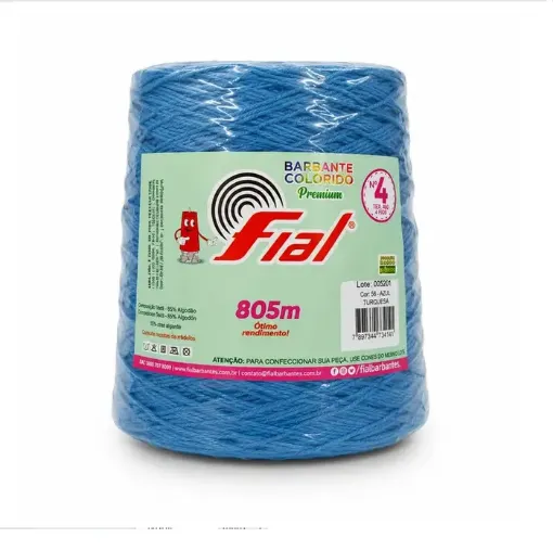 hilo algodon 85 barbante colorido premium fial no 4 tex600 ovillo 570grs 800mts azul turqueza 56 0