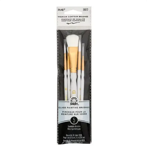 set 5 pinceles sinteticos cerdas resistentes premium glass painting plaid especiales para vitral 0