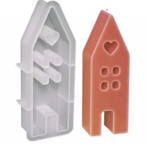 molde silicona para velas masas resina epoxi modelo casita corazon medida 94x36x17mms 0