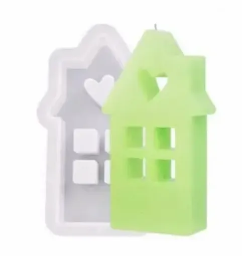 molde silicona para velas masas resina epoxi modelo casita corazon medida 139x79x21mms 0