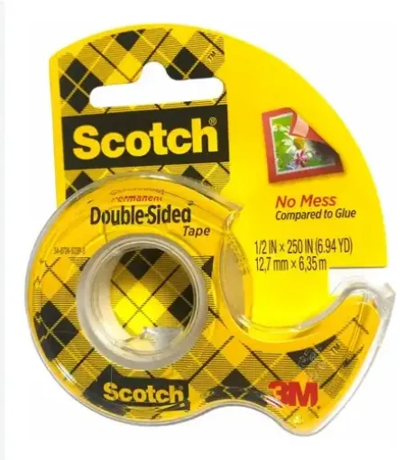 cinta doble faz transparente 3m scotch sin acidos no seca ni amarillea dispensador rollo 12 7x635mms 0