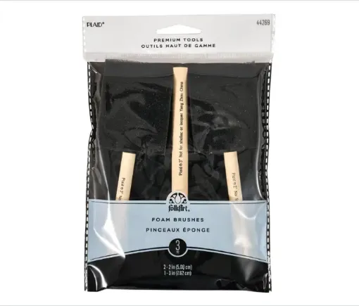 set 3 pinceles espuma para pinturas texturas adhesivos plaid 5cms x2 unidades 7 5cms 0