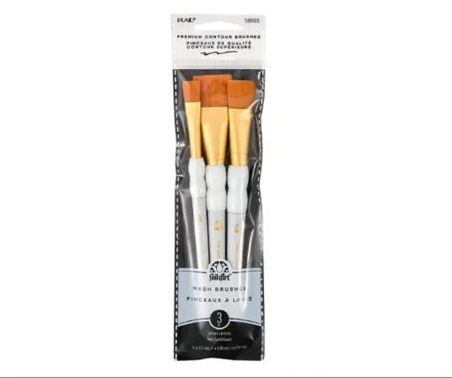 set 3 pinceles sinteticos cerdas suaves doradas plaid set 3 pinceletas punta plana 0