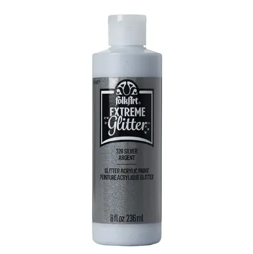 pintura acrilica extreme glitter silver folk art purpurina fina brillo extremo color plata x8oz 236ml 0