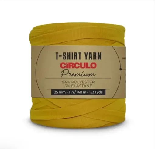 trapillo premium circulo 25mms ancho 94 poliester madeja 270gr 140mts color amarillo curry 1748 0